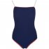 Women Swimsuit Nylon Solid Color Slimming One piece Open Back Bikini Swimsuit blue l