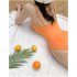 Women Swimsuit Nylon Solid Color Sports One piece Bikini Swimwear For Summer Beach Holiday Orange M