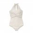 Women Swimsuit Nylon Solid Color One piece White Twist Bikini Swimsuit white l