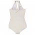 Women Swimsuit Nylon Solid Color One piece White Twist Bikini Swimsuit white xl