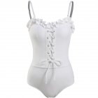 Women Swimsuit Nylon Solid Color One-piece Strappy High-waist Swimsuit white_l