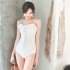 Women Swimsuit Nylon Solid Color One piece Strappy High waist Swimsuit white l