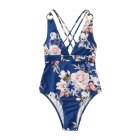 Women Swimsuit Sexy Open Back Slimming Floral Printing Bikini Swimwear Photo Color_XL