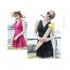 Women  Swimsuit  Skirt style One piece Sleeveless Plain Color Gauze Sexy Slimming Swimsuit Rose red S