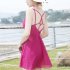 Women  Swimsuit  Skirt style One piece Sleeveless Plain Color Gauze Sexy Slimming Swimsuit Rose red S