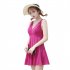 Women  Swimsuit  Skirt style One piece Sleeveless Plain Color Gauze Sexy Slimming Swimsuit Pink S