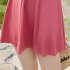 Women Swimsuit Solid Color One piece Skirt Type High waist Slimming Swimsuit West Red XL