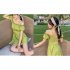 Women Swimsuit Solid Color Skirt style One piece Swimsuit For Summer Beach Holiday green L
