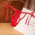 Women T back Lace up Underwear Sexy Bandage Panties Hollow Lace Crotchless G string Intimates Underwear Ladies Thongs white One size