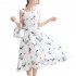 Women Tank Dress Elegant Printing Round Neck Sleeveless Midi Skirt Casual Large Swing Dress White XL