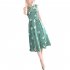 Women Tank Dress Elegant Printing Round Neck Sleeveless Midi Skirt Casual Large Swing Dress green L