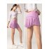 Women Tennis Skirt Outdoor Culottes Quick drying Breathable High Waist Sports Shorts Pleated Skirt For Running Fitness Light blue L