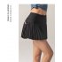 Women Tennis Skirt Outdoor Culottes Quick drying Breathable High Waist Sports Shorts Pleated Skirt For Running Fitness Elegant black XXL