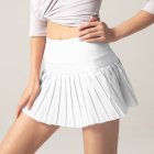 Women Tennis Skirt Outdoor Culottes Quick-drying Breathable High Waist Sports Shorts Pleated Skirt For Running Fitness White M