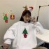 Women Thickened Lamb Wool Coat Christmas Sweater Loose Round Neck Long Sleeve Pullover Sweatshirt Red
