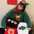 Women Thickened Lamb Wool Coat Christmas Sweater Loose Round Neck Long Sleeve Pullover Sweatshirt Red