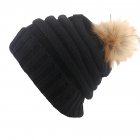 Women Thickened Woolen Hat with Big Hair Ball Knitted Cap for Winter Outdoor Activities Gift