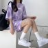 Women Tie dye Short sleeve Suit Round Neck Loose Top Shorts Two piece Set Casual Outfits With Pockets Purple L