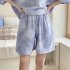 Women Tie dye Short sleeve Suit Round Neck Loose Top Shorts Two piece Set Casual Outfits With Pockets grey XL