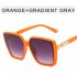 Women Trendy Large Frame Sunglasses Retro Square Frame Sunscreen Glasses For Summer Beach Orange frame gray lens