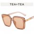 Women Trendy Large Frame Sunglasses Retro Square Frame Sunscreen Glasses For Summer Beach brown frame gray lens