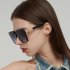 Women Trendy Large Frame Sunglasses Retro Square Frame Sunscreen Glasses For Summer Beach black frame gray lens