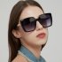 Women Trendy Large Frame Sunglasses Retro Square Frame Sunscreen Glasses For Summer Beach black frame gray lens