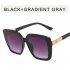 Women Trendy Large Frame Sunglasses Retro Square Frame Sunscreen Glasses For Summer Beach black frame gray lens