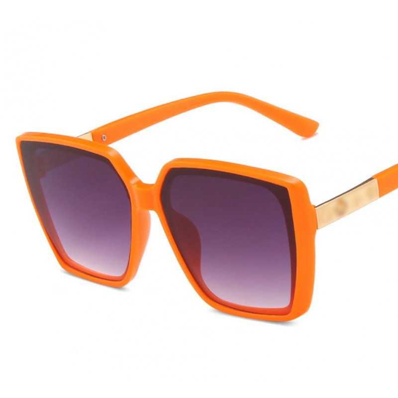 Women Trendy Large Frame Sunglasses Retro Square Frame Sunscreen Glasses For Summer Beach Orange frame gray lens