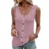 Women Tunic Tank Tops Casual Eyelet Sleeveless Shirt Blouse Summer Solid Color Loose Fit Button Tank Tops yellow M