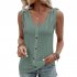 Women Tunic Tank Tops Casual Eyelet Sleeveless Shirt Blouse Summer Solid Color Loose Fit Button Tank Tops yellow XL