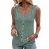 Women Tunic Tank Tops Casual Eyelet Sleeveless Shirt Blouse Summer Solid Color Loose Fit Button Tank Tops black S