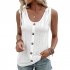 Women Tunic Tank Tops Casual Eyelet Sleeveless Shirt Blouse Summer Solid Color Loose Fit Button Tank Tops black S
