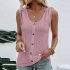 Women Tunic Tank Tops Casual Eyelet Sleeveless Shirt Blouse Summer Solid Color Loose Fit Button Tank Tops black S