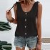 Women Tunic Tank Tops Casual Eyelet Sleeveless Shirt Blouse Summer Solid Color Loose Fit Button Tank Tops black S