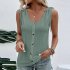 Women Tunic Tank Tops Casual Eyelet Sleeveless Shirt Blouse Summer Solid Color Loose Fit Button Tank Tops White L