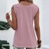 Women Tunic Tank Tops Casual Eyelet Sleeveless Shirt Blouse Summer Solid Color Loose Fit Button Tank Tops White L
