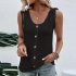 Women Tunic Tank Tops Casual Eyelet Sleeveless Shirt Blouse Summer Solid Color Loose Fit Button Tank Tops White L