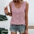 Women Tunic Tank Tops Casual Eyelet Sleeveless Shirt Blouse Summer Solid Color Loose Fit Button Tank Tops White L