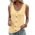 Women Tunic Tank Tops Casual Eyelet Sleeveless Shirt Blouse Summer Solid Color Loose Fit Button Tank Tops White L