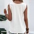 Women Tunic Tank Tops Casual Eyelet Sleeveless Shirt Blouse Summer Solid Color Loose Fit Button Tank Tops White L
