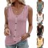 Women Tunic Tank Tops Casual Eyelet Sleeveless Shirt Blouse Summer Solid Color Loose Fit Button Tank Tops White L