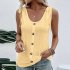 Women Tunic Tank Tops Casual Eyelet Sleeveless Shirt Blouse Summer Solid Color Loose Fit Button Tank Tops White L