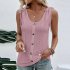Women Tunic Tank Tops Casual Eyelet Sleeveless Shirt Blouse Summer Solid Color Loose Fit Button Tank Tops pink S