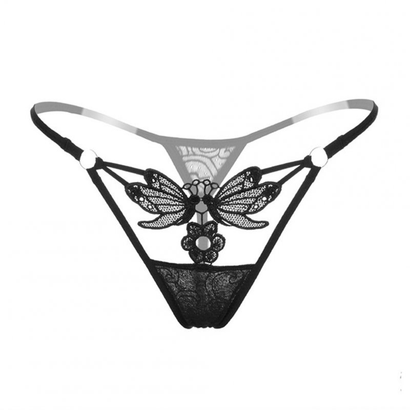 Wholesale Women Underwear Sexy Pearl G-string Butterfly Lace Ladies Panties  Underwear Pants Thong 2150 # black_One size From China