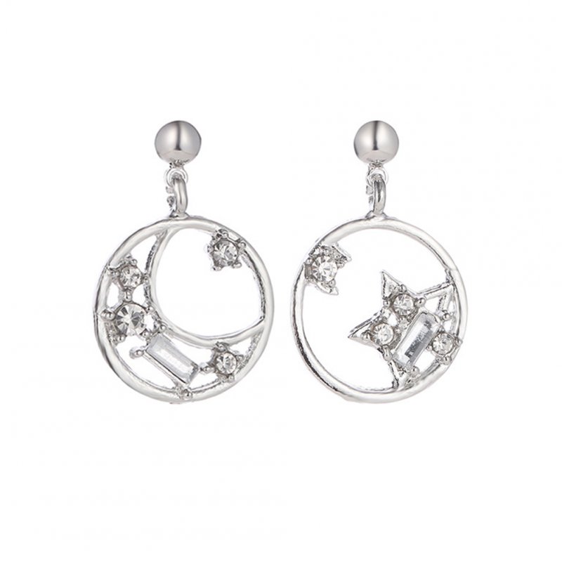 Women Unique All-matching Star Moon Earrings Asymmetrical Star Earrings