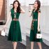Women V Neck Dress Summer Short Sleeves Trendy Printing Contrast Color A line Skirt Casual Large Size Midi Skirt Pink XL