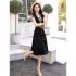 Women V Neck Dress Summer Short Sleeves Trendy Printing Contrast Color A line Skirt Casual Large Size Midi Skirt Pink XL