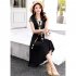 Women V Neck Dress Summer Short Sleeves Trendy Printing Contrast Color A line Skirt Casual Large Size Midi Skirt Pink XL