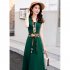 Women V Neck Dress Summer Short Sleeves Trendy Printing Contrast Color A line Skirt Casual Large Size Midi Skirt Pink XL